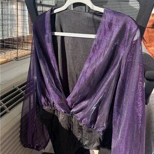 Sheer Purple and Black Blouse